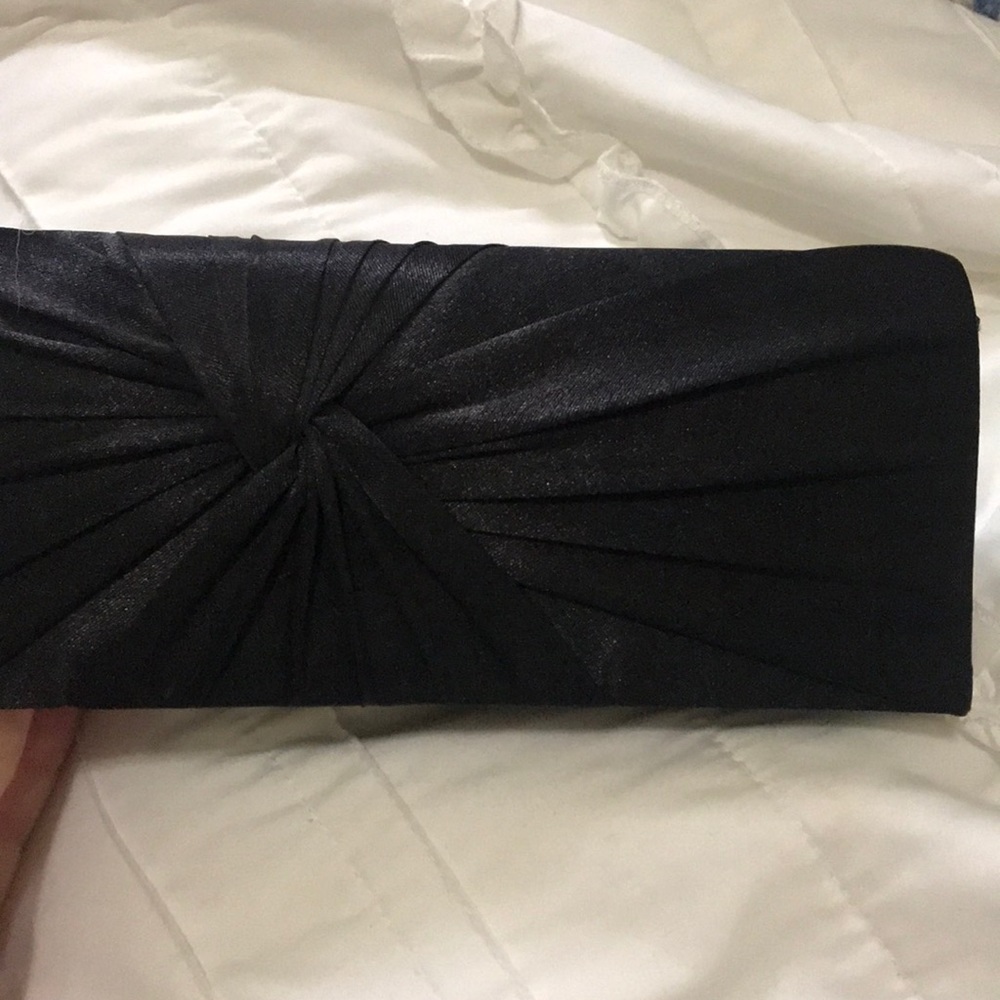 black satin ruched clutch